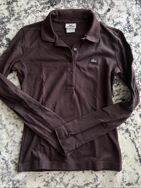 Lacoste Tops - Lacoste Long Sleeve Polo in Deep Brown